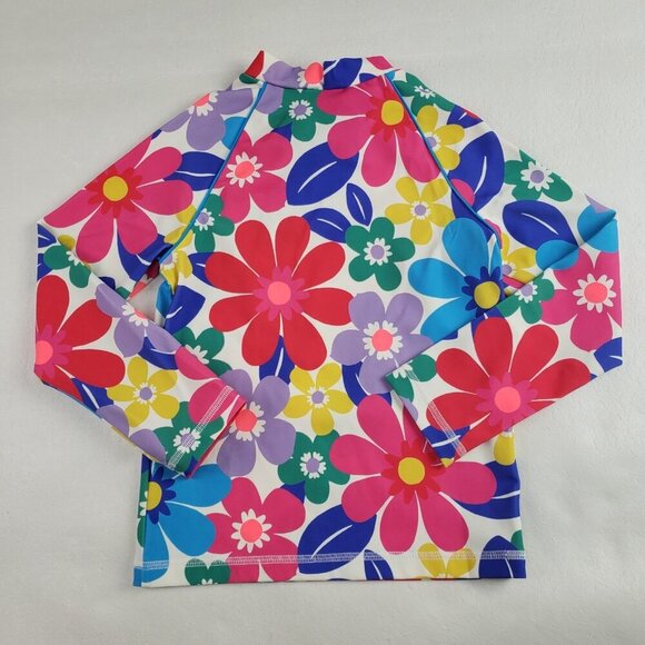 Boden Rashguard Swim Shirt Girls 6-7 Colorful Floral Sun Protectant UPF Top NEW - Picture 3 of 9